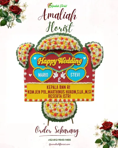Karangan Papan Bunga Pernikahan di Pelita